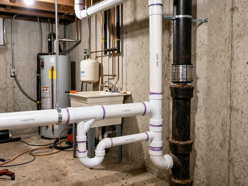 Clean drain line connection after repair by Al-Jamal LLC