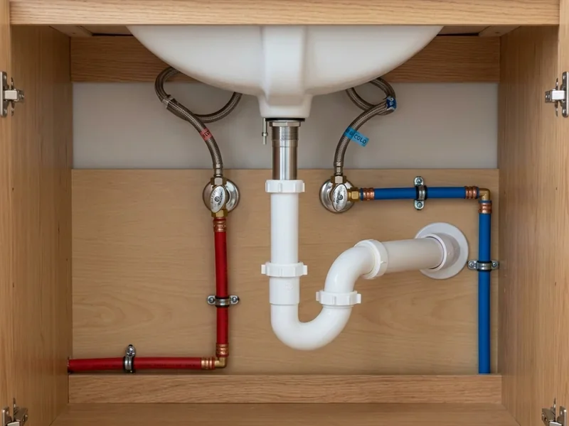 Clean vanity plumbing after finish work by Al-Jamal LLC