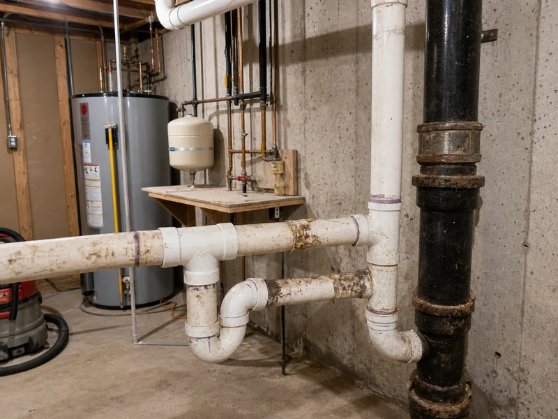 Drain line connection before repair by Al-Jamal LLC