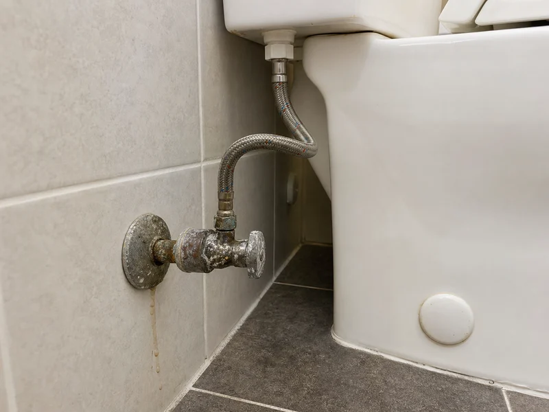 Toilet connection before repair by Al-Jamal LLC